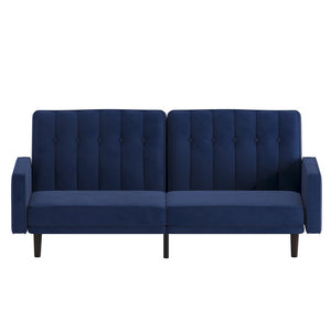 English Elm Carter Premium Tufted Convertible Futon Sofa for Small Spaces - Stylish, Functional & Easy to Assemble Navy HC-1060-NV-GG