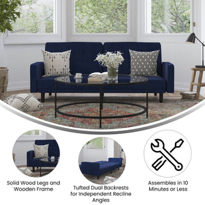English Elm Carter Premium Tufted Convertible Futon Sofa for Small Spaces - Stylish, Functional & Easy to Assemble Navy HC-1060-NV-GG