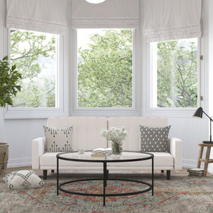 English Elm Carter Premium Tufted Convertible Futon Sofa for Small Spaces - Stylish, Functional & Easy to Assemble Stone HC-1060-STONE-GG