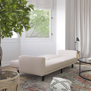 English Elm Carter Premium Tufted Convertible Futon Sofa for Small Spaces - Stylish, Functional & Easy to Assemble Stone HC-1060-STONE-GG