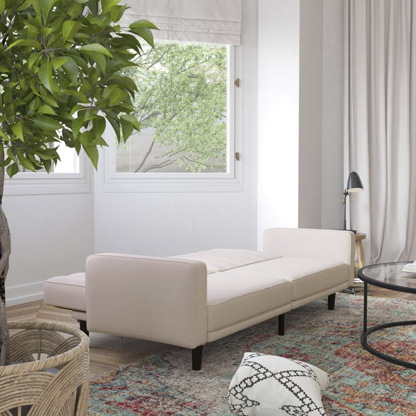 English Elm Carter Premium Tufted Convertible Futon Sofa for Small Spaces - Stylish, Functional & Easy to Assemble Stone HC-1060-STONE-GG