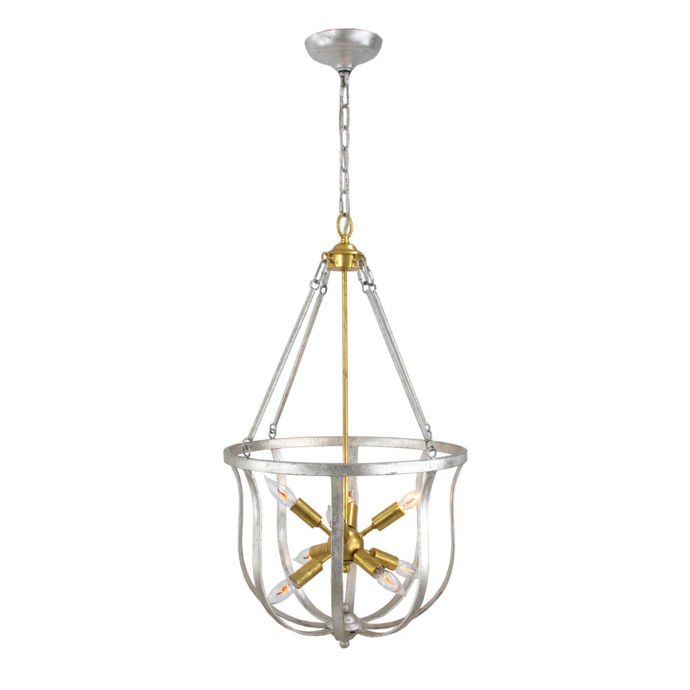 Zeugma Hd117 Elegant Silver & Gold Lantern - Medium Iron Pendant Light Fixture For Stunning Ambiance Silver Leaf With Gold Leaf Iron,Metal Frame Hd117 Silver And Gold