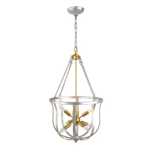 Zeugma Hd117 Elegant Silver & Gold Lantern - Medium Iron Pendant Light Fixture For Stunning Ambiance Silver Leaf With Gold Leaf Iron,Metal Frame Hd117 Silver And Gold