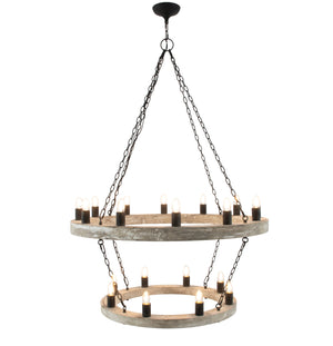 Zeugma Hd123 Stunning Two-tier Chandelier With Antique Wood Finish And Elegant Gold Leaf Accents For Home Décor Natural Oak Finish With Aged Iron Chains And Cluster Wood Frame With Aged Iron Finish Metal Cluster Hd123 Natural Oak & Aged Iron