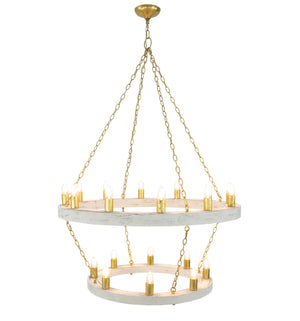Zeugma Hd123 Stunning Two-tier Chandelier With Antique Wood Finish And Elegant Gold Leaf Accents For Home Décor White Oak Finish With Gold Leaf Wood Frame With Gold Metal Cluster Hd123 White Oak & Gold