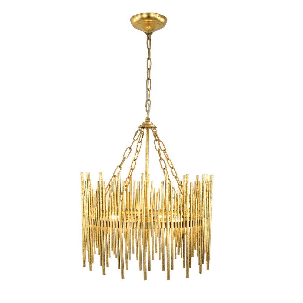 Zeugma Hd132 Gold Chandelier - Dazzling Handmade Ceiling Light Fixture With Sculptural Elegance & 4 Bulbs Gold Leaf Finish Iron,Metal Frame Hd132 Gold
