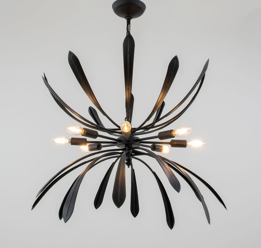 Zeugma Hd134 Elegant Large Chandelier Light Fixture - Stunning Iron Art Design For Exquisite Home Décor Black Finish Iron,Metal Frame Hd134 Black