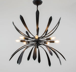 Zeugma Hd134 Elegant Large Chandelier Light Fixture - Stunning Iron Art Design For Exquisite Home Décor Black Finish Iron,Metal Frame Hd134 Black