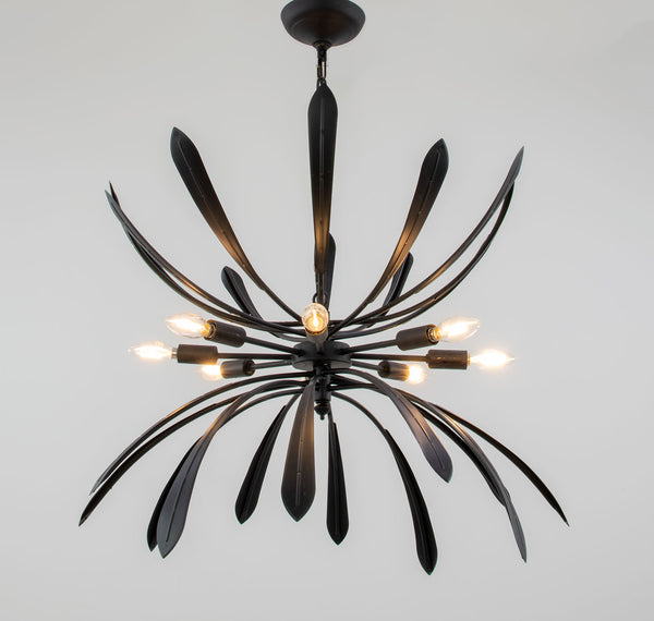 Zeugma Hd134 Elegant Large Chandelier Light Fixture - Stunning Iron Art Design For Exquisite Home Décor Black Finish Iron,Metal Frame Hd134 Black