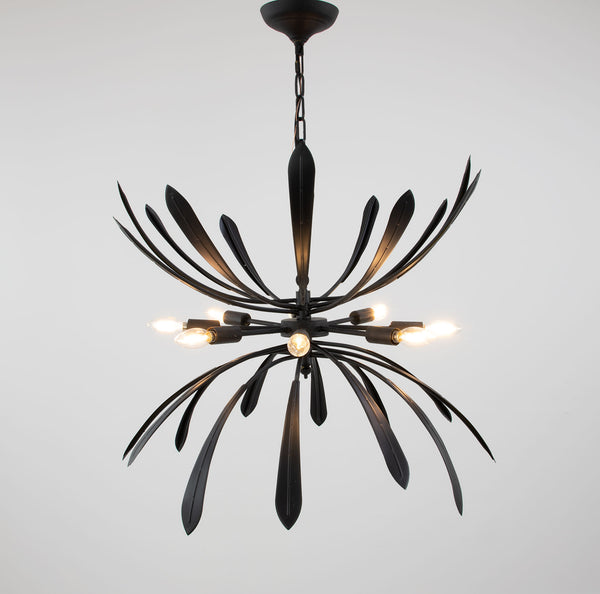 Zeugma Hd134 Elegant Large Chandelier Light Fixture - Stunning Iron Art Design For Exquisite Home Décor Black Finish Iron,Metal Frame Hd134 Black