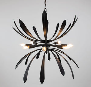 Zeugma Hd134 Elegant Large Chandelier Light Fixture - Stunning Iron Art Design For Exquisite Home Décor Black Finish Iron,Metal Frame Hd134 Black