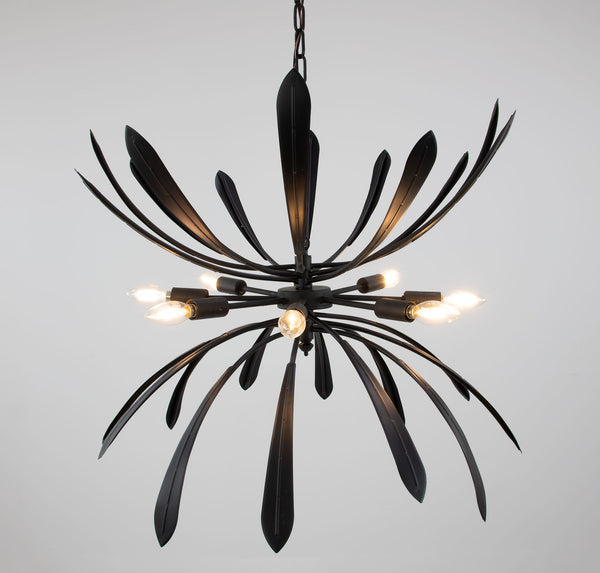 Zeugma Hd134 Elegant Large Chandelier Light Fixture - Stunning Iron Art Design For Exquisite Home Décor Black Finish Iron,Metal Frame Hd134 Black