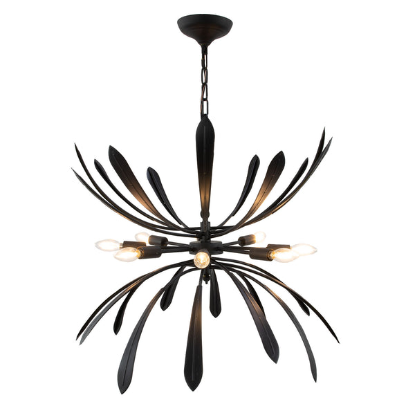 Zeugma Hd134 Elegant Large Chandelier Light Fixture - Stunning Iron Art Design For Exquisite Home Décor Black Finish Iron,Metal Frame Hd134 Black