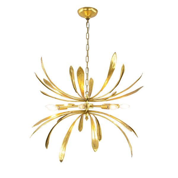 Zeugma Hd134 Elegant Large Chandelier Light Fixture - Stunning Iron Art Design For Exquisite Home Décor Gold Leaf Finish Iron,Metal Frame Hd134 Gold