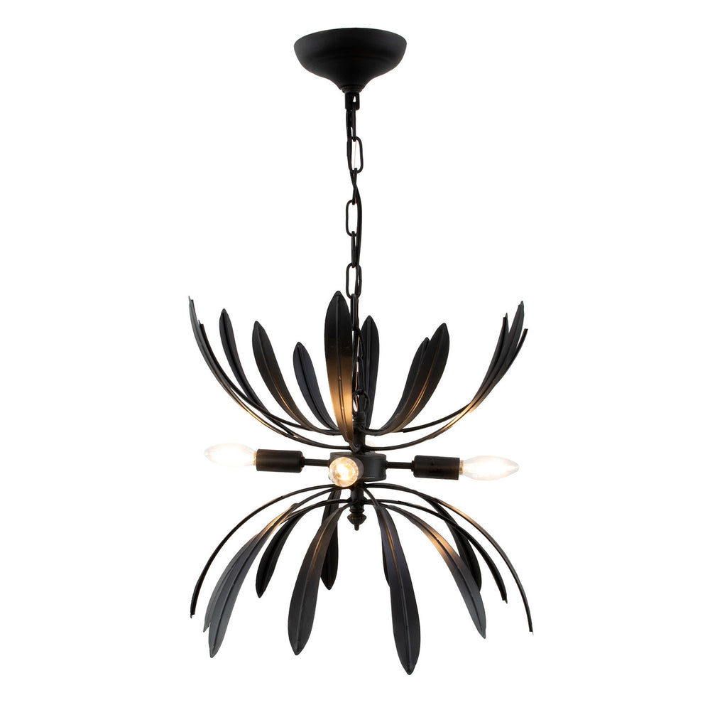 Zeugma Hd135 Elegant Chandelier - Artful Lighting Fixture For Kitchen Island Or Entryway, 4 Bulb Design Black Finish Iron,Metal Frame Hd135 Black