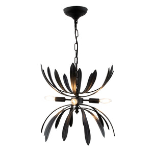 Zeugma Hd135 Elegant Chandelier - Artful Lighting Fixture For Kitchen Island Or Entryway, 4 Bulb Design Black Finish Iron,Metal Frame Hd135 Black