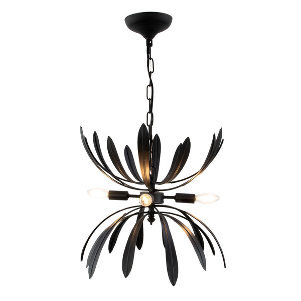 Zeugma Hd135 Elegant Chandelier - Artful Lighting Fixture For Kitchen Island Or Entryway, 4 Bulb Design Black Finish Iron,Metal Frame Hd135 Black