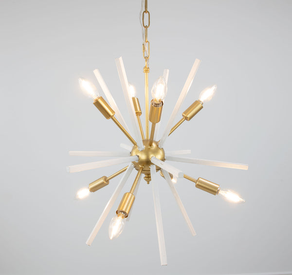 Zeugma Hd136 Elegant Medium-sized Chandelier With 8 Bulb Capacity And Stunning Gold Leaf Accents White Finish With Gold Leaf Iron,Metal Frame Hd136 White And Gold