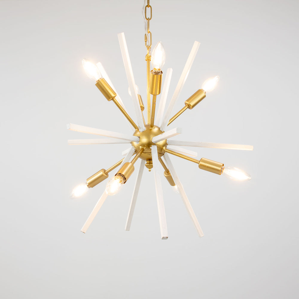 Zeugma Hd136 Elegant Medium-sized Chandelier With 8 Bulb Capacity And Stunning Gold Leaf Accents White Finish With Gold Leaf Iron,Metal Frame Hd136 White And Gold