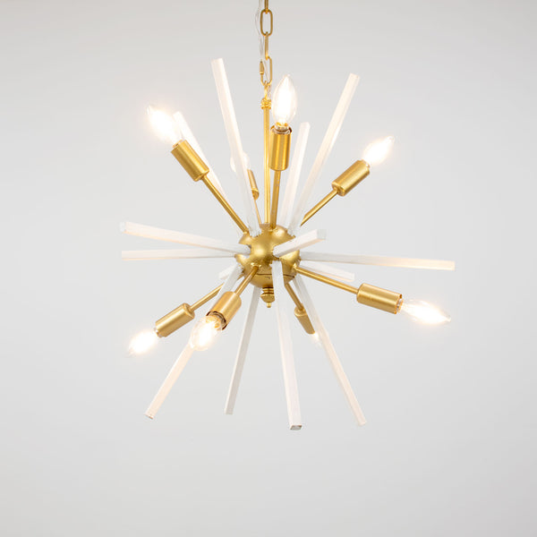 Zeugma Hd136 Elegant Medium-sized Chandelier With 8 Bulb Capacity And Stunning Gold Leaf Accents White Finish With Gold Leaf Iron,Metal Frame Hd136 White And Gold