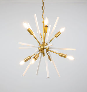 Zeugma Hd136 Elegant Medium-sized Chandelier With 8 Bulb Capacity And Stunning Gold Leaf Accents White Finish With Gold Leaf Iron,Metal Frame Hd136 White And Gold