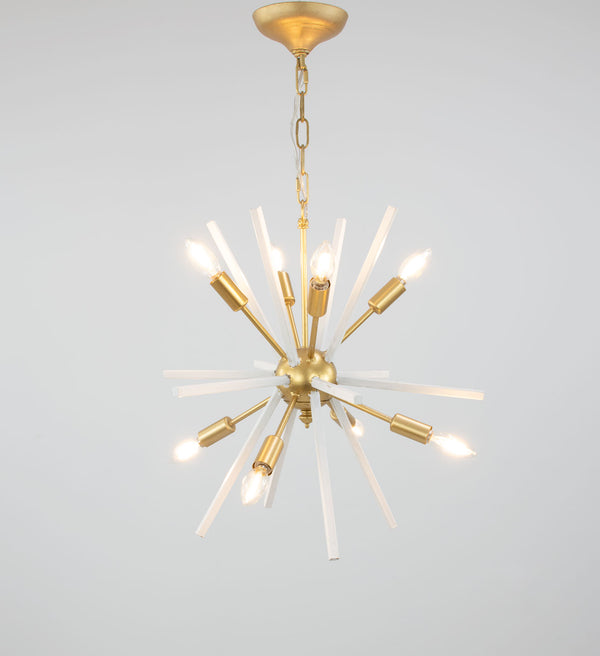 Zeugma Hd136 Elegant Medium-sized Chandelier With 8 Bulb Capacity And Stunning Gold Leaf Accents White Finish With Gold Leaf Iron,Metal Frame Hd136 White And Gold