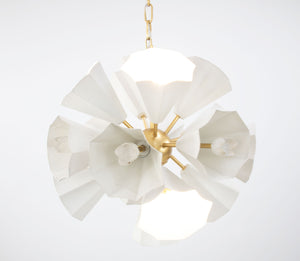 Zeugma Hd139 Elegant White And Gold Chandelier - Medium Size, 8 Bulb Design, Perfect For Modern Spaces White Finish With Soft Gold Leaf Iron,Metal Frame Hd139 White And Gold