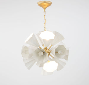 Zeugma Hd139 Elegant White And Gold Chandelier - Medium Size, 8 Bulb Design, Perfect For Modern Spaces White Finish With Soft Gold Leaf Iron,Metal Frame Hd139 White And Gold