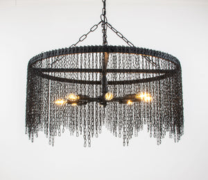 Zeugma Hd141 Elegant Large Chandelier - Stunning Iron Frame, 8 Bulb Capacity, Adjustable Chain Length For Style Black Finish Iron,Metal Frame Hd141 Black