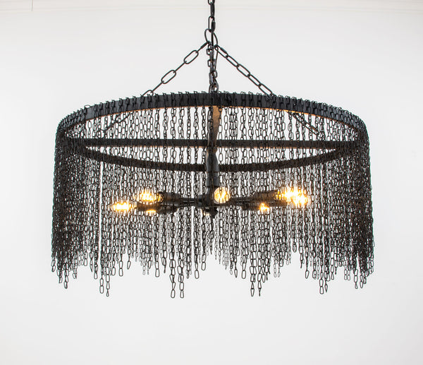 Zeugma Hd141 Elegant Large Chandelier - Stunning Iron Frame, 8 Bulb Capacity, Adjustable Chain Length For Style Black Finish Iron,Metal Frame Hd141 Black