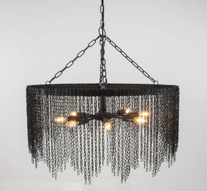 Zeugma Hd141 Elegant Large Chandelier - Stunning Iron Frame, 8 Bulb Capacity, Adjustable Chain Length For Style Black Finish Iron,Metal Frame Hd141 Black