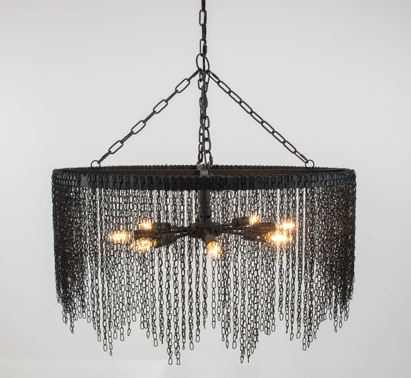 Zeugma Hd141 Elegant Large Chandelier - Stunning Iron Frame, 8 Bulb Capacity, Adjustable Chain Length For Style Black Finish Iron,Metal Frame Hd141 Black