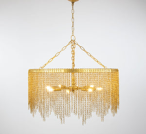 Zeugma Hd141 Elegant Large Chandelier - Stunning Iron Frame, 8 Bulb Capacity, Adjustable Chain Length For Style Soft Gold Leaf Iron,Metal Frame Hd141 Gold