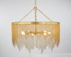 Zeugma Hd141 Elegant Large Chandelier - Stunning Iron Frame, 8 Bulb Capacity, Adjustable Chain Length For Style Soft Gold Leaf Iron,Metal Frame Hd141 Gold