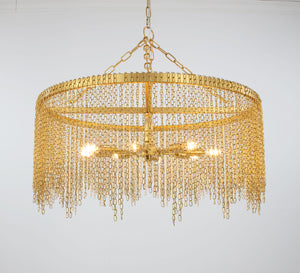 Zeugma Hd141 Elegant Large Chandelier - Stunning Iron Frame, 8 Bulb Capacity, Adjustable Chain Length For Style Soft Gold Leaf Iron,Metal Frame Hd141 Gold