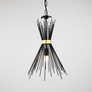Zeugma Hd144 Elegant Black And Gold Pendant Light - Modern Iron Ceiling Fixture For Stylish Interiors Black Finish With Gold Leaf Accent Iron,Metal Frame Hd144 Black