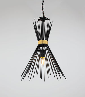 Zeugma Hd144 Elegant Black And Gold Pendant Light - Modern Iron Ceiling Fixture For Stylish Interiors Black Finish With Gold Leaf Accent Iron,Metal Frame Hd144 Black
