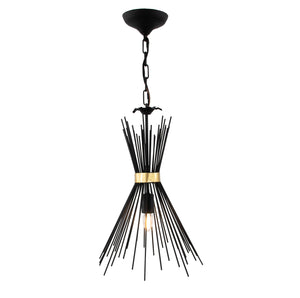 Zeugma Hd144 Elegant Black And Gold Pendant Light - Modern Iron Ceiling Fixture For Stylish Interiors Black Finish With Gold Leaf Accent Iron,Metal Frame Hd144 Black