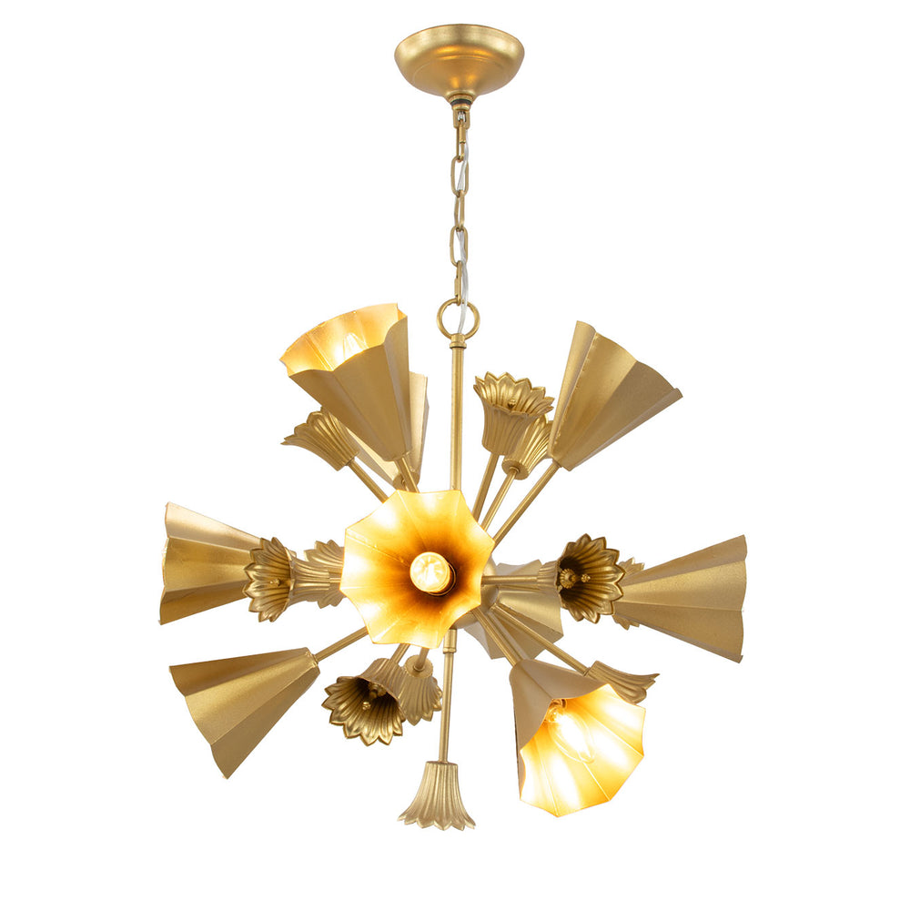 Zeugma Hd149 Stunning Gold Lantern - Elegant Metal Pendant Lighting For Cozy Spaces, 10 Bulb Capacity Soft Gold Leaf Iron,Metal Frame Hd149 Gold