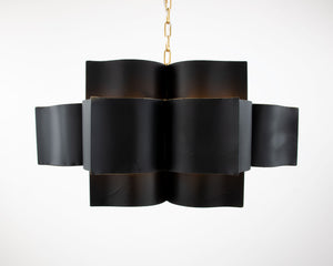 Zeugma Hd151 Stunning Large Iron Pendant Lantern - Elegant 8-bulb Ceiling Light For Luxurious Spaces Black With Gold Leaf Iron,Metal Frame Hd151 Black And Gold