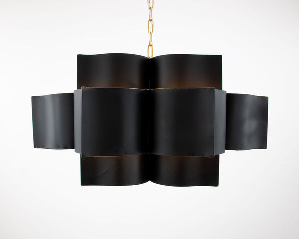 Zeugma Hd151 Stunning Large Iron Pendant Lantern - Elegant 8-bulb Ceiling Light For Luxurious Spaces Black With Gold Leaf Iron,Metal Frame Hd151 Black And Gold