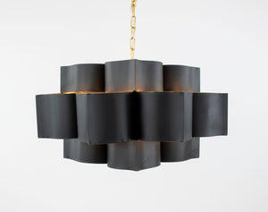 Zeugma Hd151 Stunning Large Iron Pendant Lantern - Elegant 8-bulb Ceiling Light For Luxurious Spaces Black With Gold Leaf Iron,Metal Frame Hd151 Black And Gold