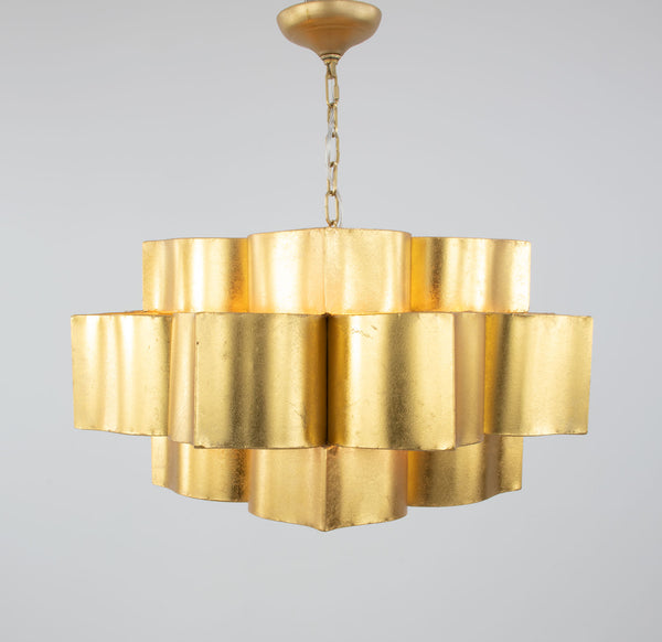 Zeugma Hd151 Stunning Large Iron Pendant Lantern - Elegant 8-bulb Ceiling Light For Luxurious Spaces Gold Leaf Iron,Metal Frame Hd151 Gold