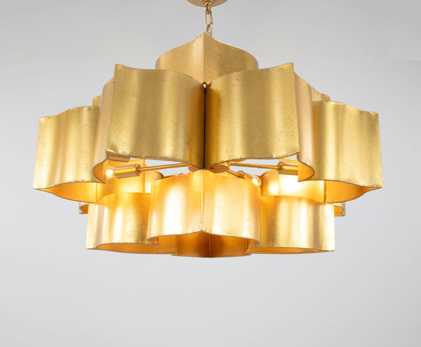 Zeugma Hd151 Stunning Large Iron Pendant Lantern - Elegant 8-bulb Ceiling Light For Luxurious Spaces Gold Leaf Iron,Metal Frame Hd151 Gold