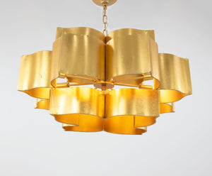 Zeugma Hd151 Stunning Large Iron Pendant Lantern - Elegant 8-bulb Ceiling Light For Luxurious Spaces Gold Leaf Iron,Metal Frame Hd151 Gold