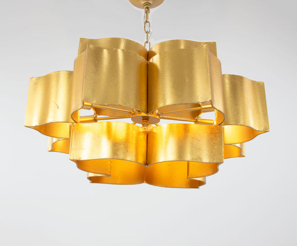 Zeugma Hd151 Stunning Large Iron Pendant Lantern - Elegant 8-bulb Ceiling Light For Luxurious Spaces Gold Leaf Iron,Metal Frame Hd151 Gold