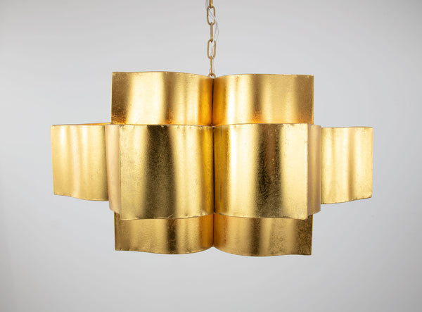 Zeugma Hd151 Stunning Large Iron Pendant Lantern - Elegant 8-bulb Ceiling Light For Luxurious Spaces Gold Leaf Iron,Metal Frame Hd151 Gold