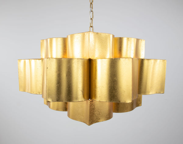 Zeugma Hd151 Stunning Large Iron Pendant Lantern - Elegant 8-bulb Ceiling Light For Luxurious Spaces Gold Leaf Iron,Metal Frame Hd151 Gold