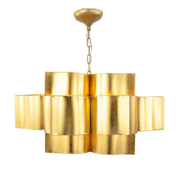 Zeugma Hd151 Stunning Large Iron Pendant Lantern - Elegant 8-bulb Ceiling Light For Luxurious Spaces Gold Leaf Iron,Metal Frame Hd151 Gold