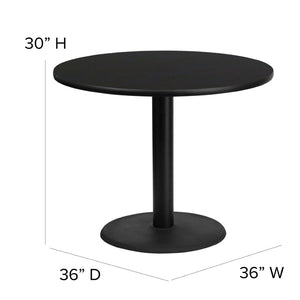 English Elm Carlton Durable Bar-Height Table and Chair Set with X-Base for Commercial and Home Use Comfort Black Top/Black Vinyl Seat 36" Round HDBF1001-GG